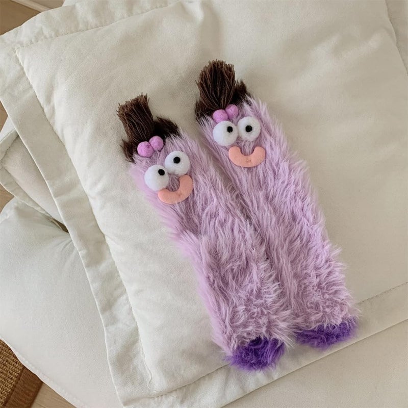 TFTSR Crazy Funny Fuzzy Silly Socks for Kids Women,Girls Fluffy Slipper Novelty Fun Socks,Boy Men Cute Cozy Soft Animal Socks - Image 2